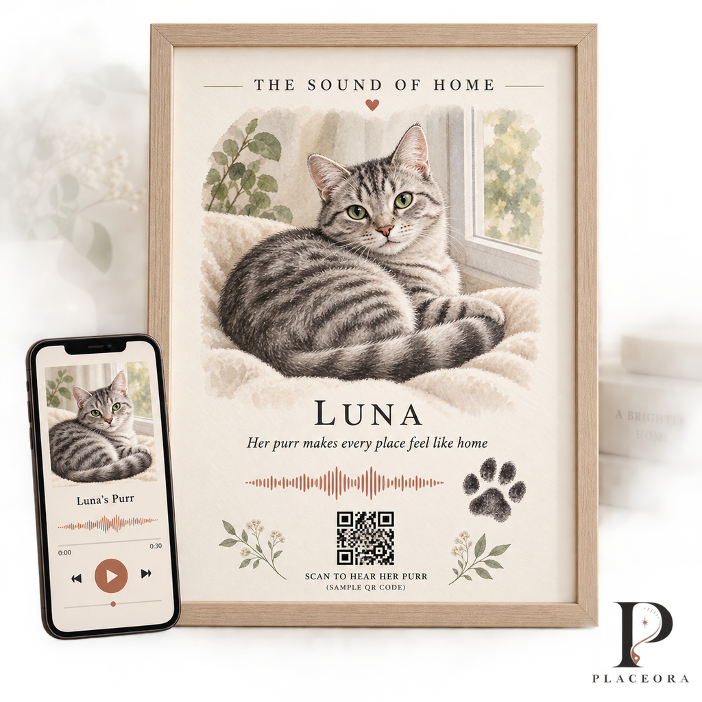Personalized Pet Voice & Paw Print Memory Art – QR Audio Keepsake