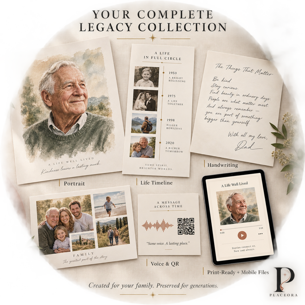The Legacy Story Collection – Personalized Life Story, Voice & Family Memory Art