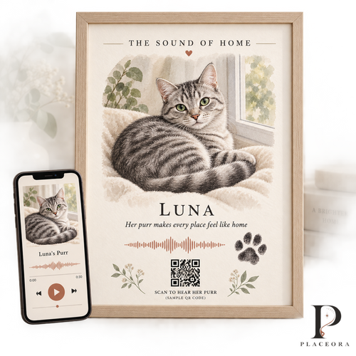 Personalized Pet Voice & Paw Print Memory Art – QR Audio Keepsake